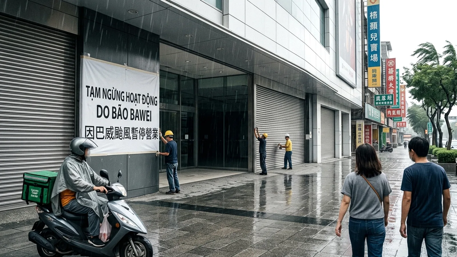 Bão Bawei đổ bộ Đài Loan: Hàng loạt trung tâm thương mại tạm ngừng hoạt động