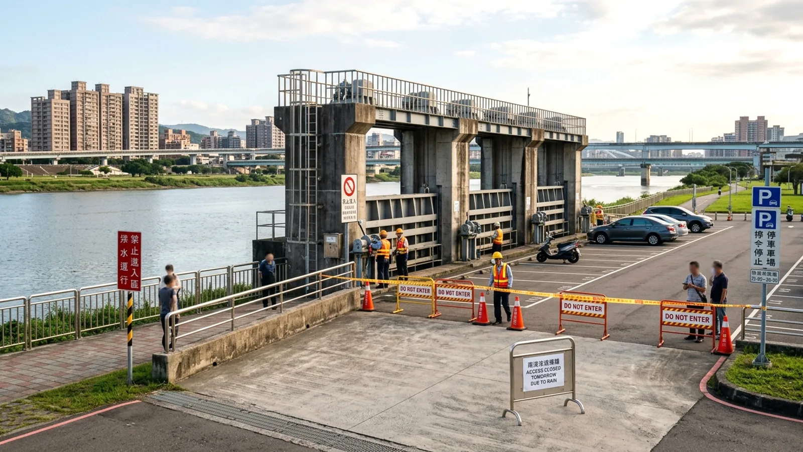 New Taipei: Các cửa xả lũ và bãi đỗ xe ven sông sẽ đóng cửa từ ngày mai