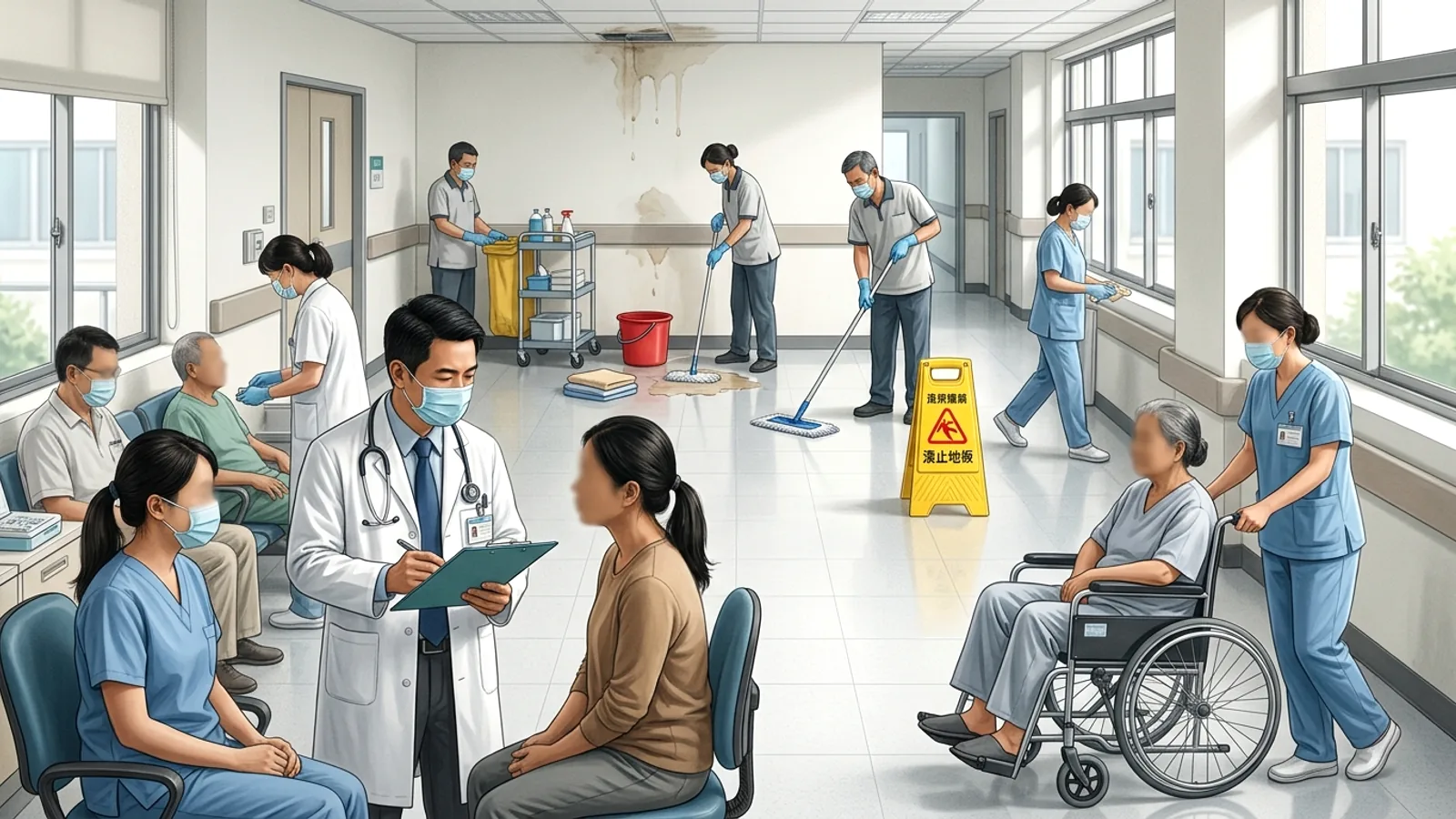 Sự cố rò rỉ nước tại bệnh viện Cao Y, dịch vụ y tế vẫn đảm bảo
